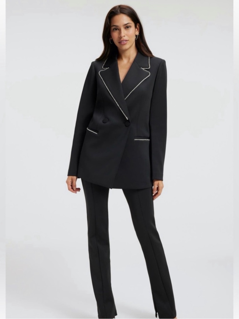 Good American Scuba Crystal Embellished Double Breasted Scuba Blazer Sz M - Picture 6 of 15